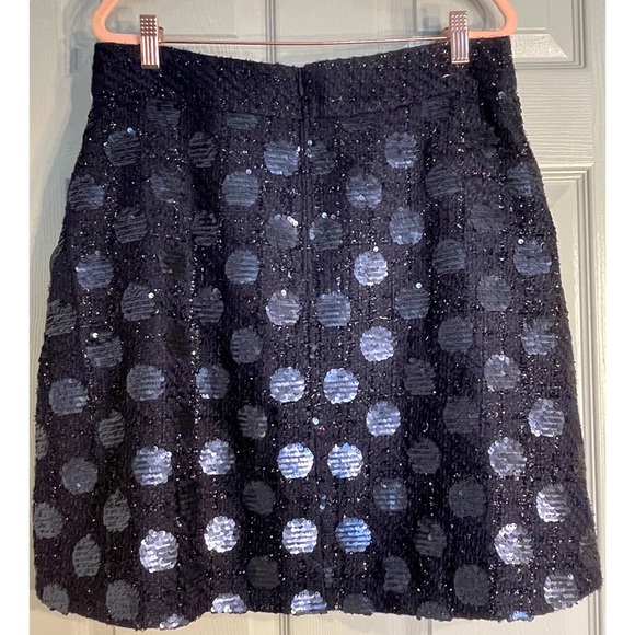 Anthropologie Eva Franco Navy Blue Sequined Polka Dot Mini Skirt NWT Size 14 (L) - Picture 5 of 14